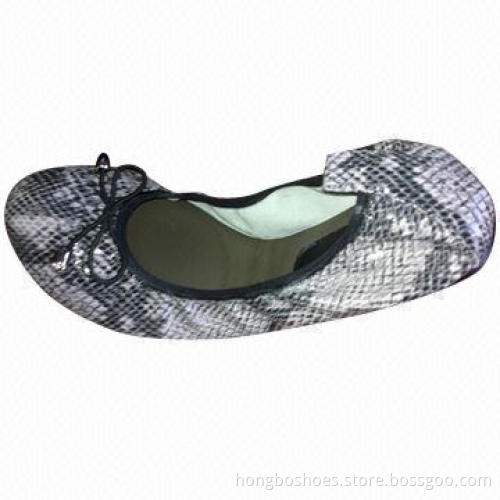 Comfortable women's ballerina shoes, foldable leather outsole, small bow, casual cushion insole